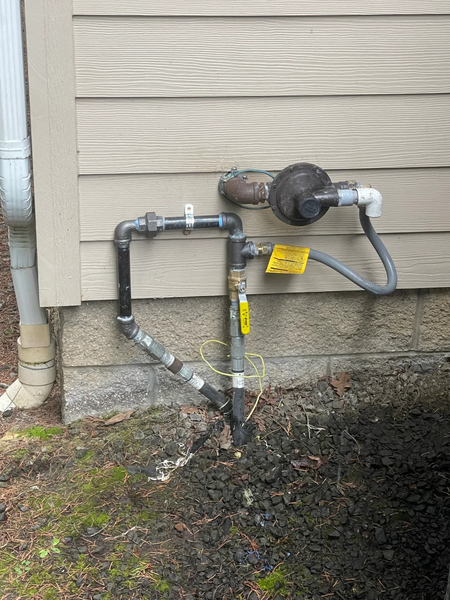Natural gas meter installed on home exterior